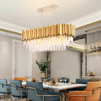 Stačiakampis šiuolaikinės liustra, valgomasis, kambarys modernus aukso/chromo plieno hanglamp virtuvės šviestuvai šviesos armatūra