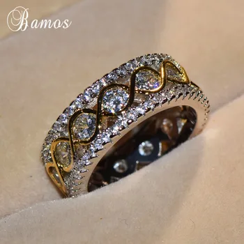 Bamos Išskirtinį Auksas & Sidabro Spalvos Pažadas Žiedai Begalybės Žiedą Vintage Papuošalai Prabangių Vestuvių Juostas Moterims