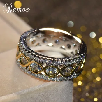 Bamos Išskirtinį Auksas & Sidabro Spalvos Pažadas Žiedai Begalybės Žiedą Vintage Papuošalai Prabangių Vestuvių Juostas Moterims
