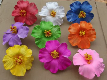 Gėlių 36pcs nemokamas pristatymas spalvos Putų Havajų gėlių Hibiscus Flower nuotakos plaukų įrašą 9cm jums pasirinkti, gėlių papuošalai, frangipani