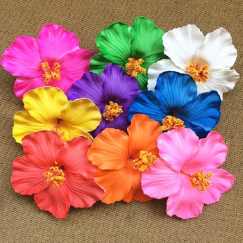 Gėlių 36pcs nemokamas pristatymas spalvos Putų Havajų gėlių Hibiscus Flower nuotakos plaukų įrašą 9cm jums pasirinkti, gėlių papuošalai, frangipani