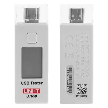 UT658 9V 3A Nešiojamas USB Skaitmeninis Įtampos Stebėti Dabartinės Metrų Talpos Testeris su LCD Ekraną ir foninį Apšvietimą