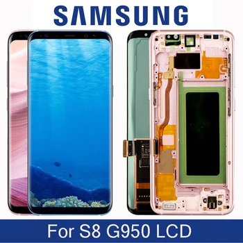 Originalus Super Amoled skystųjų kristalų (LCD Samsung S8 G950F G950U G950W Ekranas Su Jutikliniu Ekranu, skaitmeninis keitiklis Asamblėjos Replacment Su karkasu