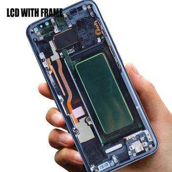 Originalus Super Amoled skystųjų kristalų (LCD Samsung S8 G950F G950U G950W Ekranas Su Jutikliniu Ekranu, skaitmeninis keitiklis Asamblėjos Replacment Su karkasu
