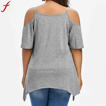 Didelio Dydžio tunika marškinėliai moterims 2019 Seksualus Priekiniai Kryžiaus Drugelis Spausdinimo Palaidinė Atvira Pečių, trumpomis Rankovėmis Viršūnes Palaidinė camisa #4
