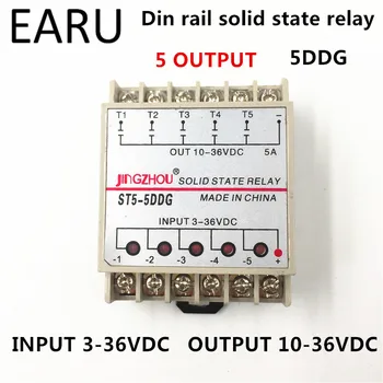 1pc 5DDG 5 Kanalo Din bėgelio SSR Quintuplicate Penkių Įėjimas 3~32VDC rezultatas 5~36VDC vienfazis SROVĖS (Solid State Relay PLC Modulis